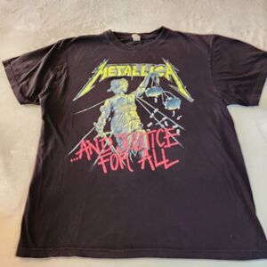 Ten Label Metallica 2007 Justice For All Black Tshirt With Graphics Size Large